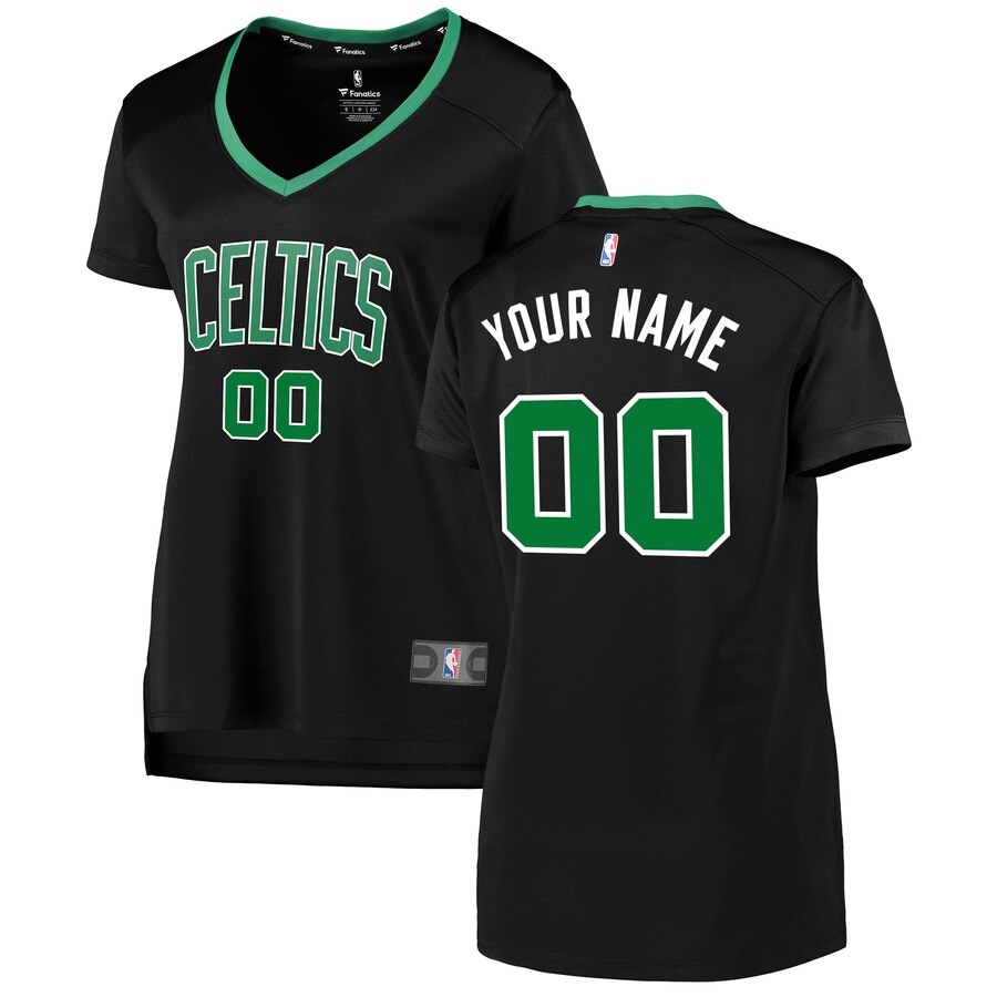 Women's Boston Celtics Custom #00 Fast Break Fanatics Branded Black Replica Statement Edition Jersey 2401KYMD